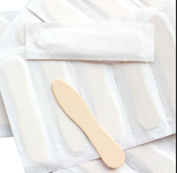 75 mm wooden ice cream spoon with individual wrapping