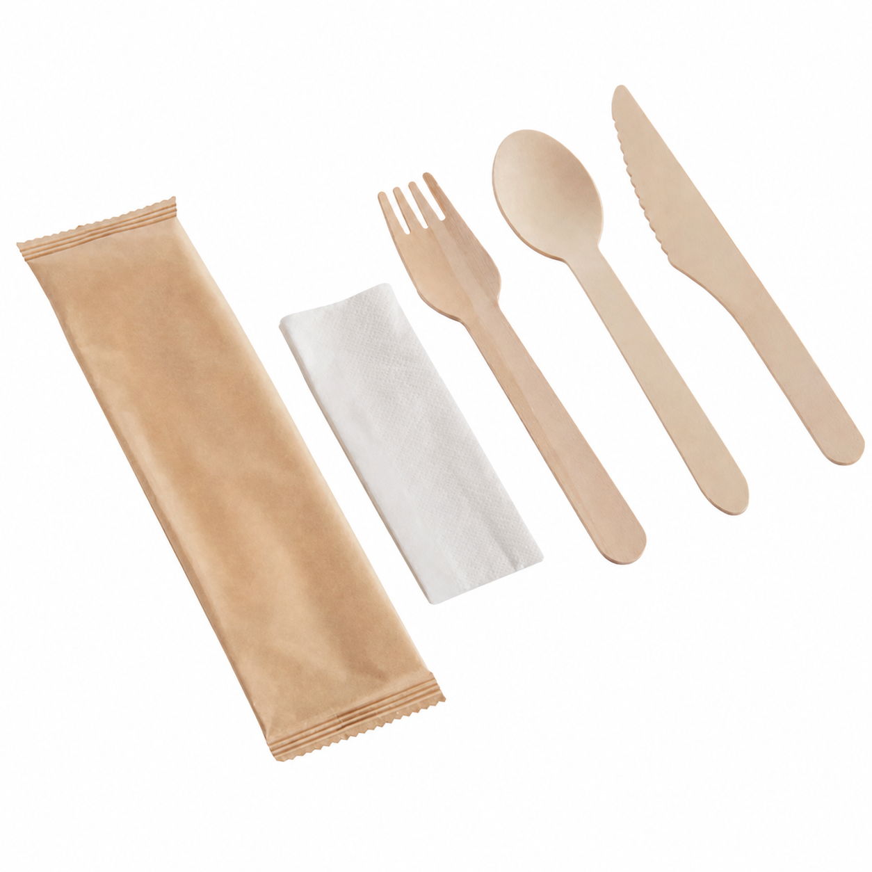 Wooden cutlery paper sleeve kit with napkin