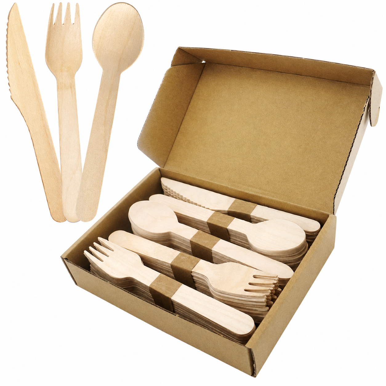 Wooden cutlery retail box packing