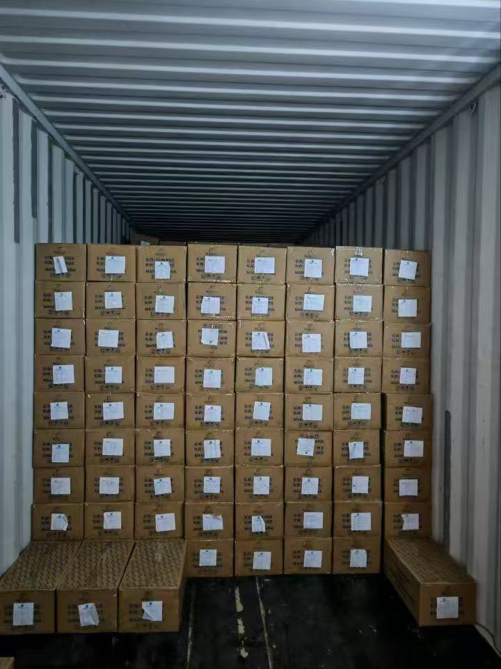 Export cartons arranged inside a shipping container