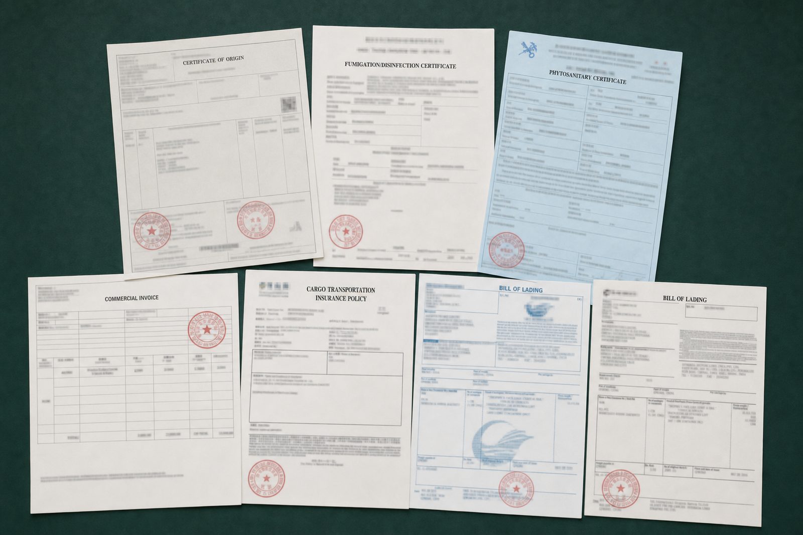Privacy-protected examples of export support documents