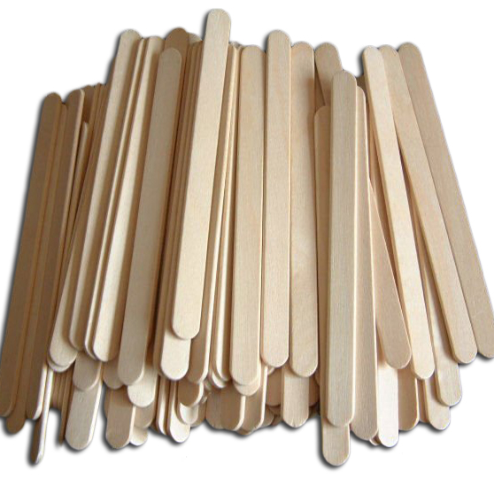 Finished wooden ice cream sticks